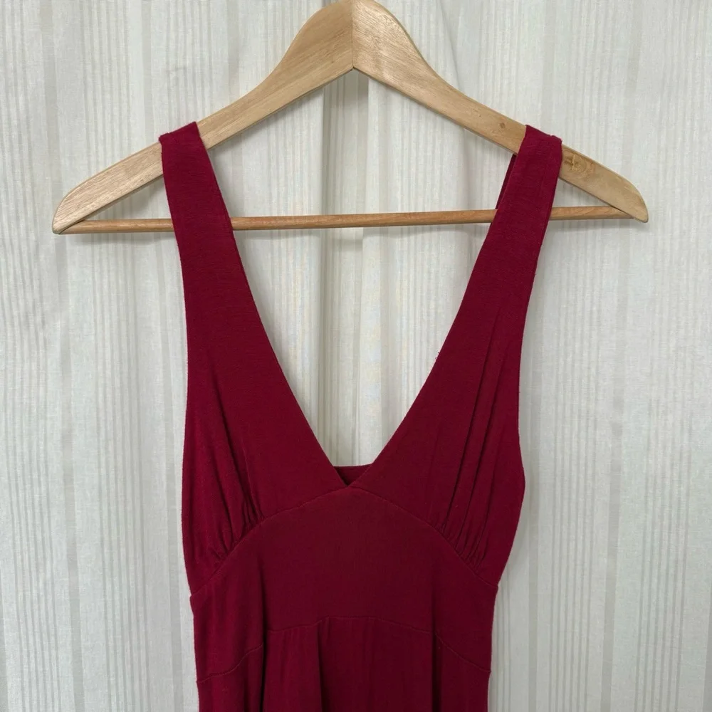 Purple Moon Wine Red Burgundy V-Neck A Line Midi Dress